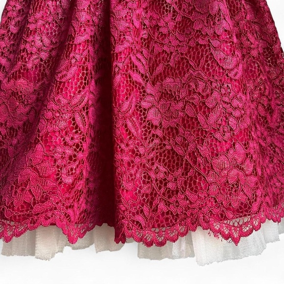 American Princess Red Lace Dress with Bow - Picture 4 of 8